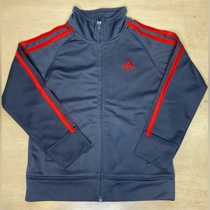 Adidas Track Jacket Gray Red Stripe Size 4T Kids Full Zip Front